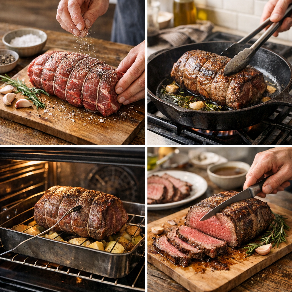 Préparation&nbsp;: les étapes de cuisson du rôti de bœuf