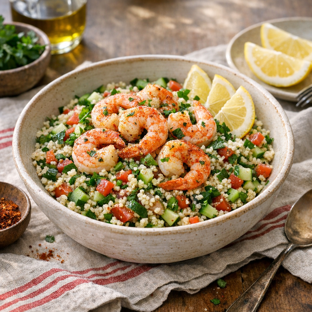 La recette de Taboulé de Cyril Lignac : version crevettes