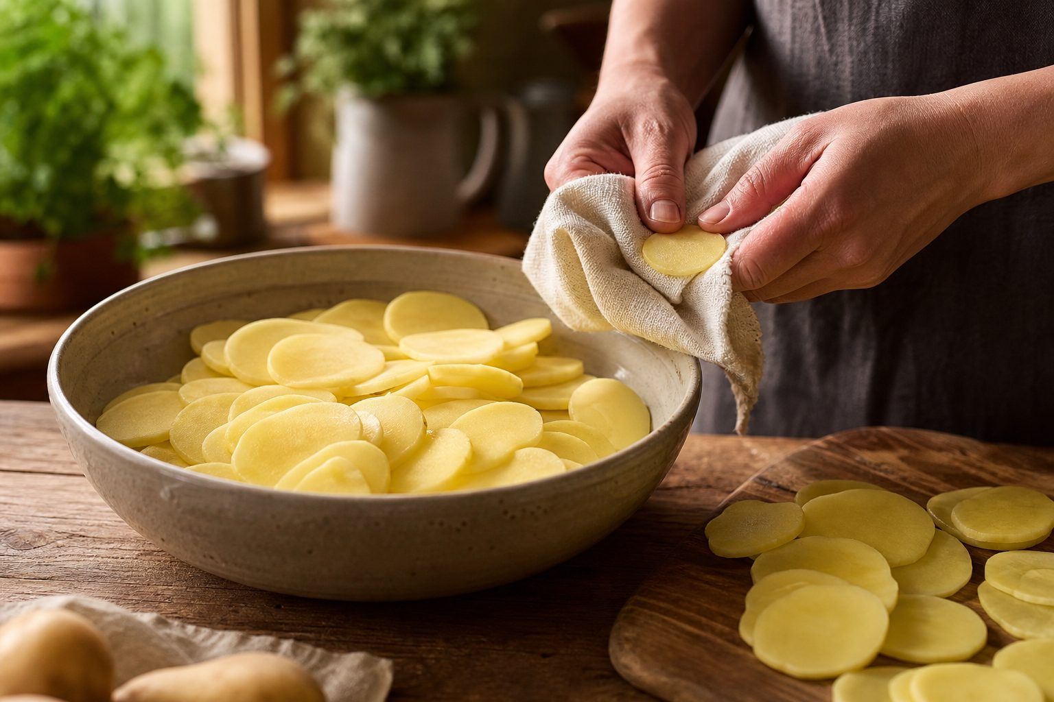 Préparation : des pommes de terre tendres sans pâte détrempée