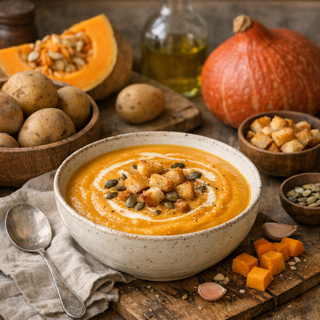 Potiron, potimarron et pommes de terre&nbsp;: réussir la texture du velouté