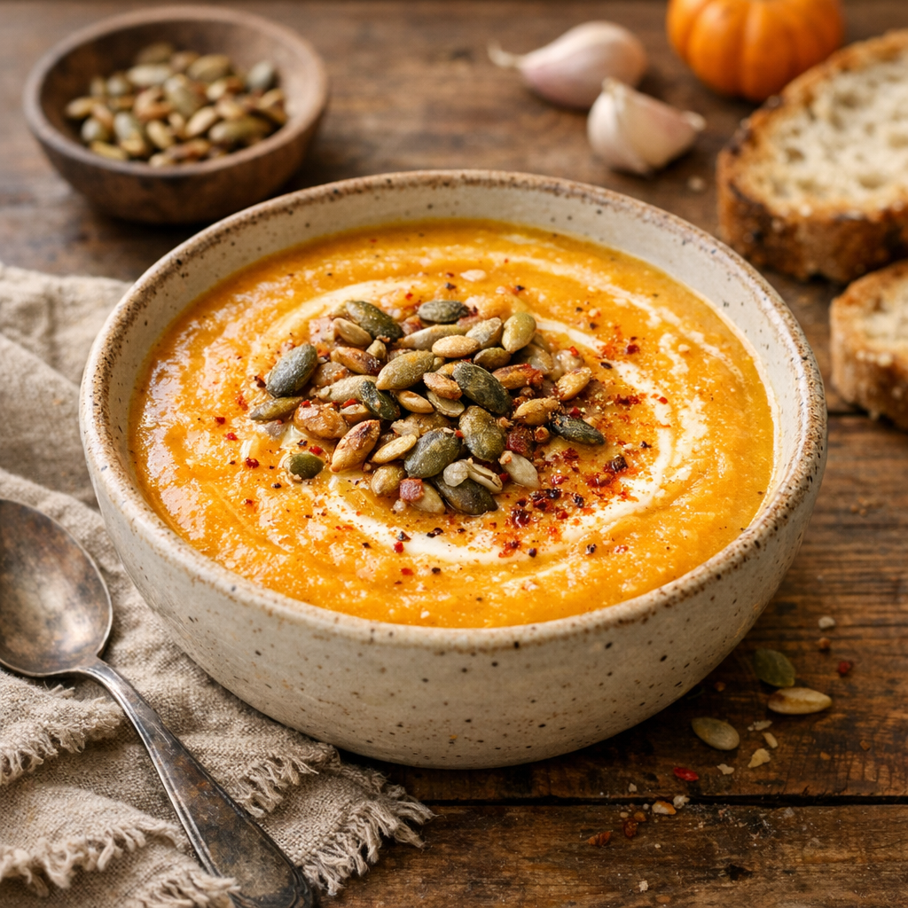 La Soupe au potiron et à la pomme de terre devient veloutée