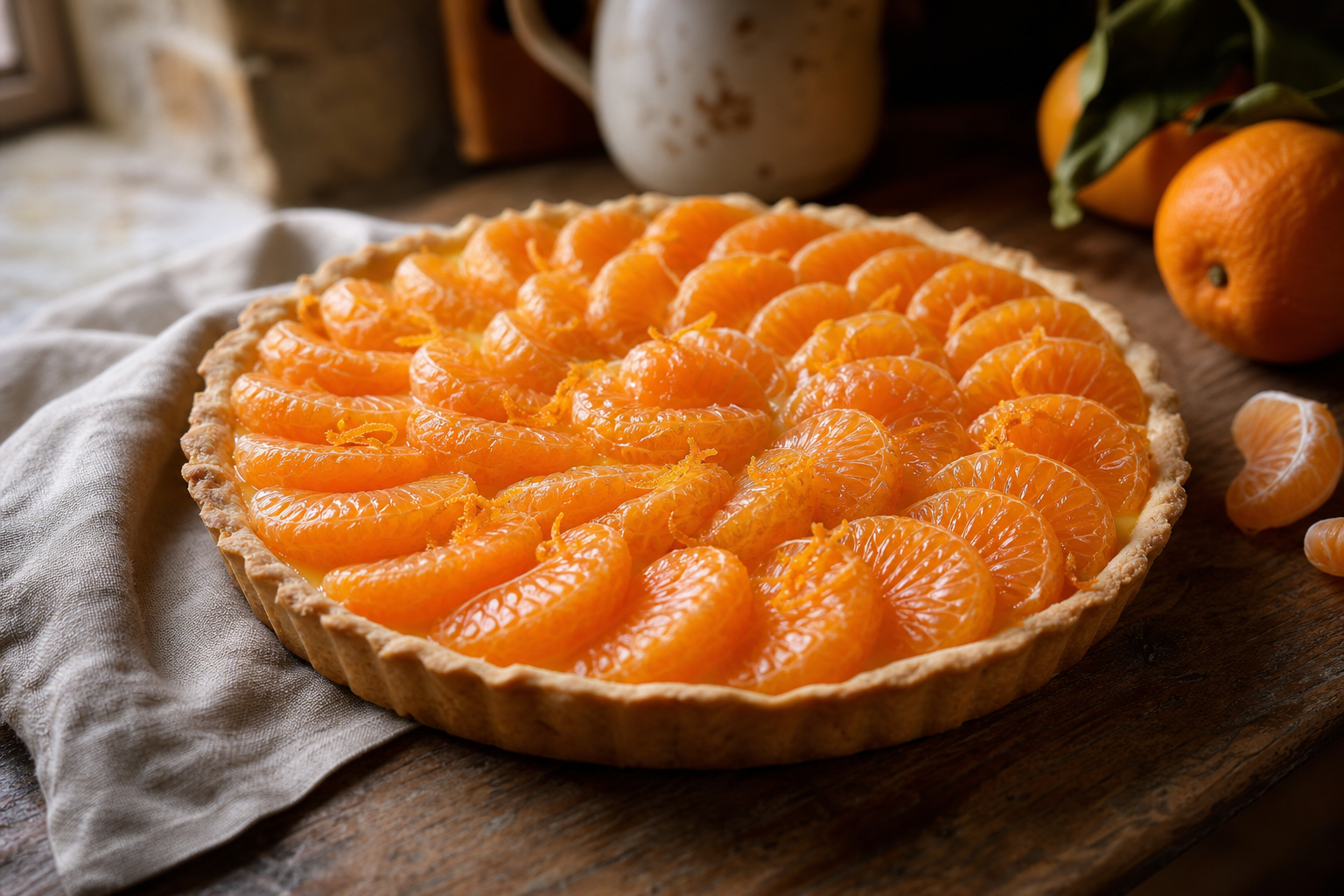 La tarte aux clémentines, fondante et croustillante
