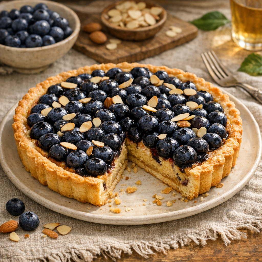 La Tarte aux myrtilles et à l’amande : recette fondante
