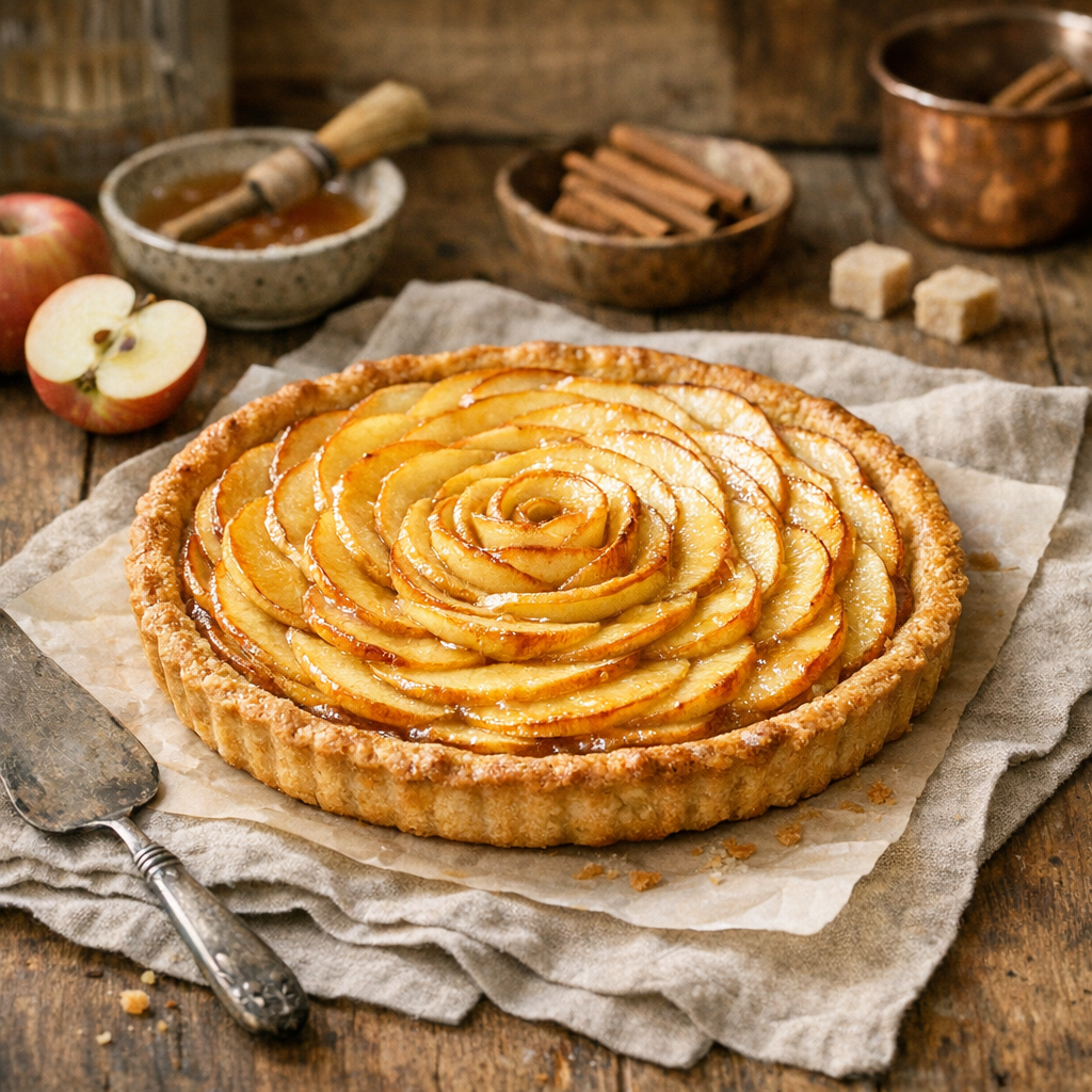 La Tarte aux Pommes à la Pâte brisée garde un fond croustillant