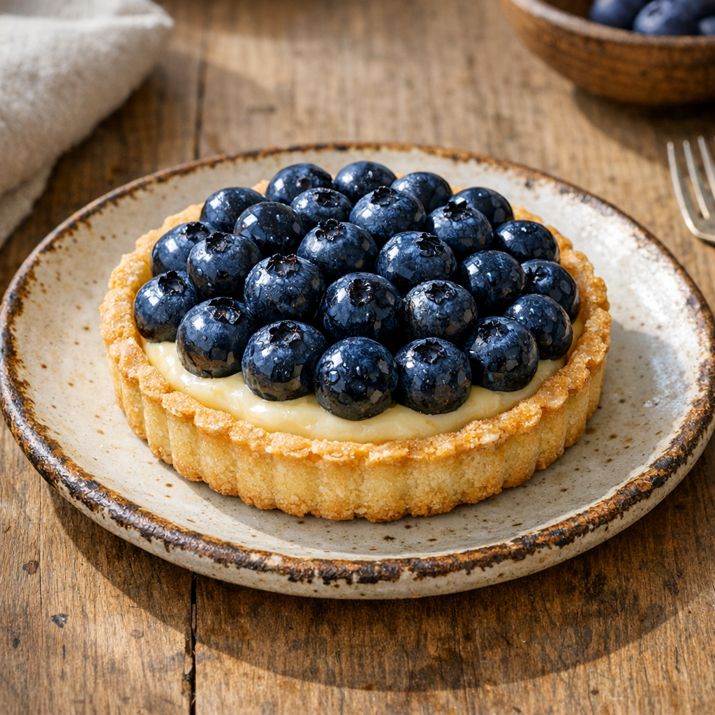 La Tarte aux myrtilles et Crème Pâtissière se réussit à froid