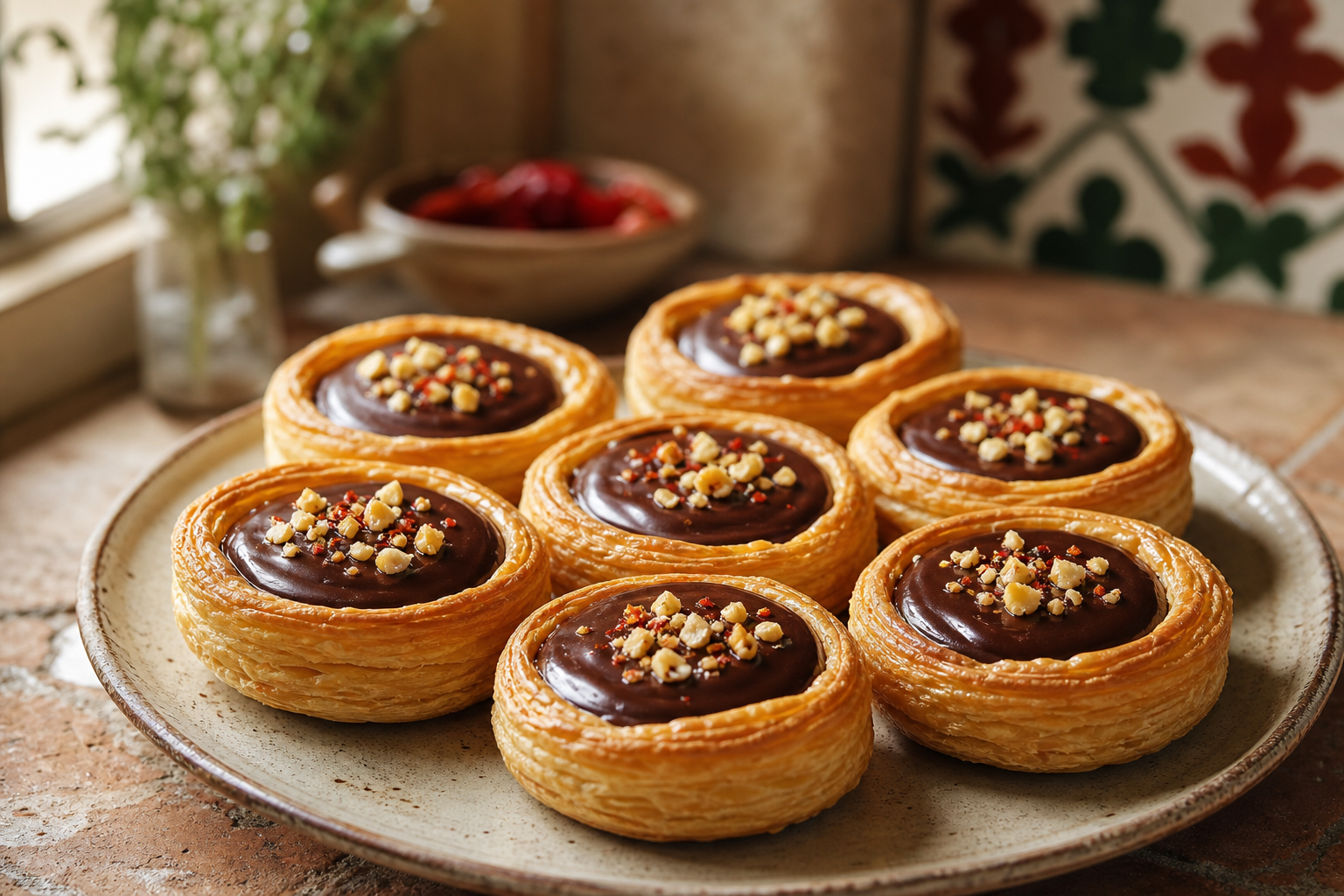 Les tartelettes au chocolat sur pâte feuilletée qui croustillent