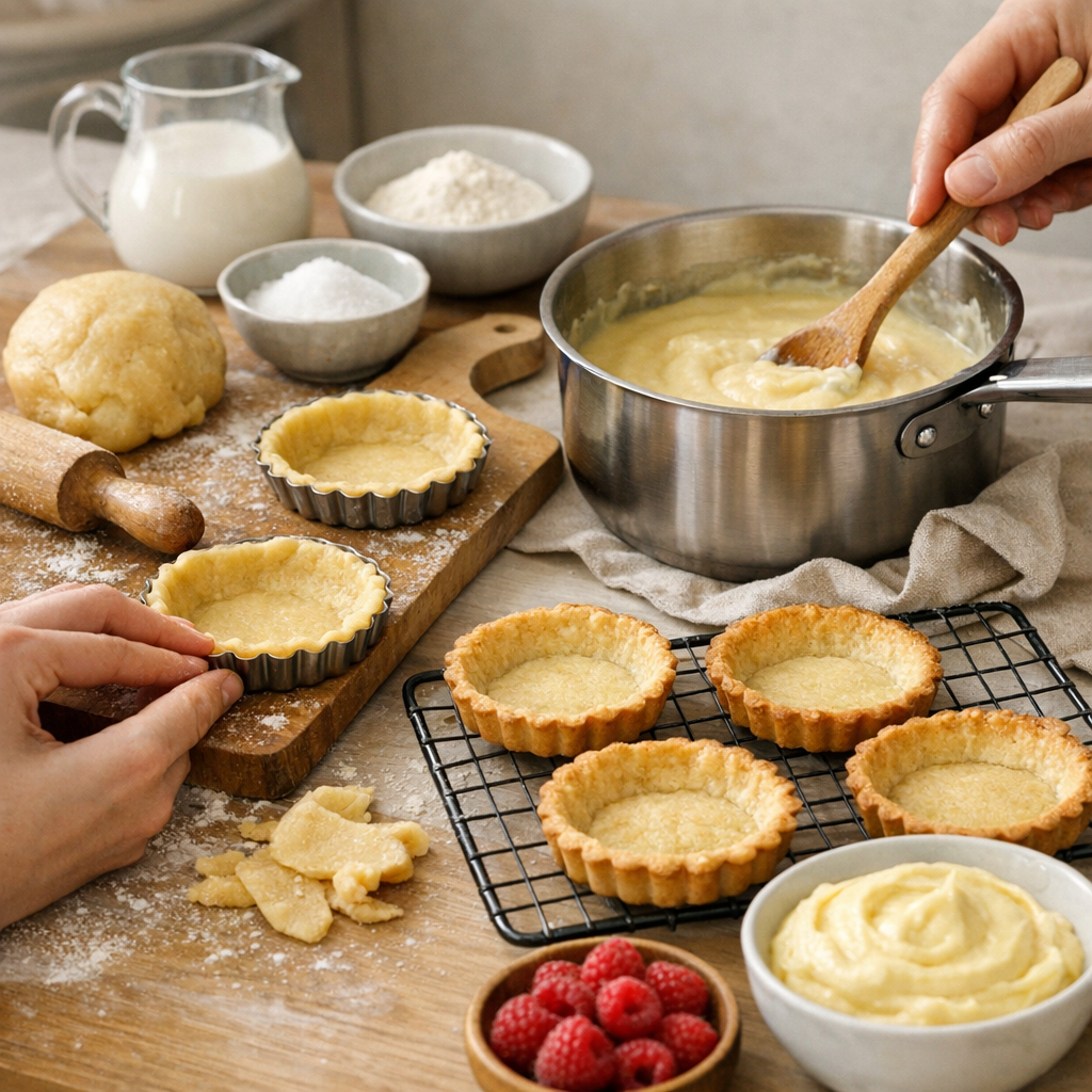 Préparation : méthode simple pour pâte, crème et cuisson