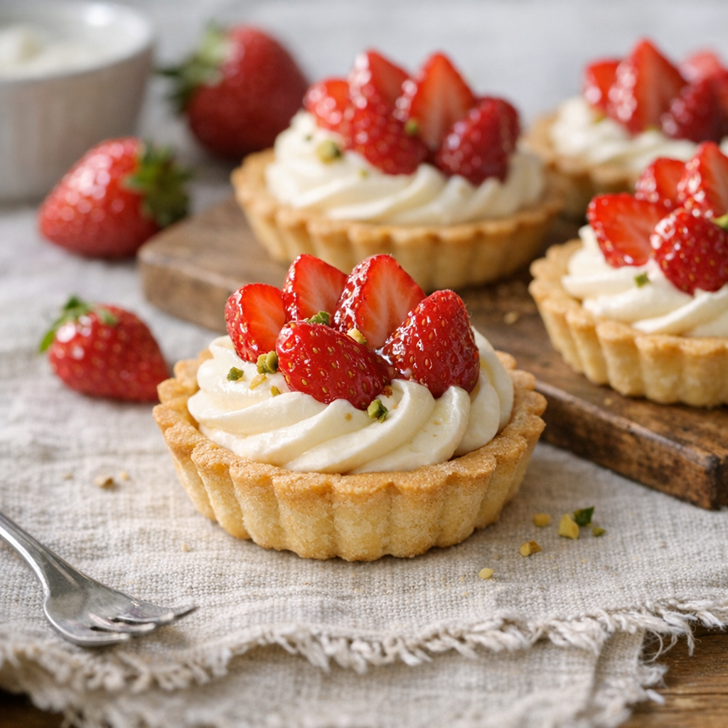 Les Tartelettes aux fraises et mascarpone : fines et vanillées