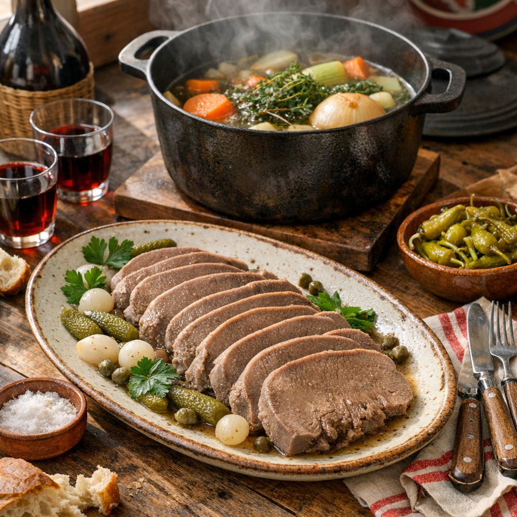 Le temps de cuisson de la Langue de bœuf au court-bouillon se maîtrise