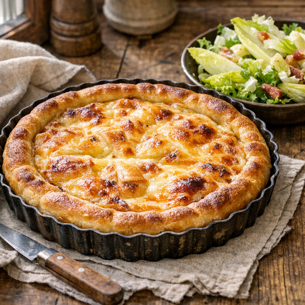 La véritable Tarte au Maroilles du Nord se réussit moelleuse