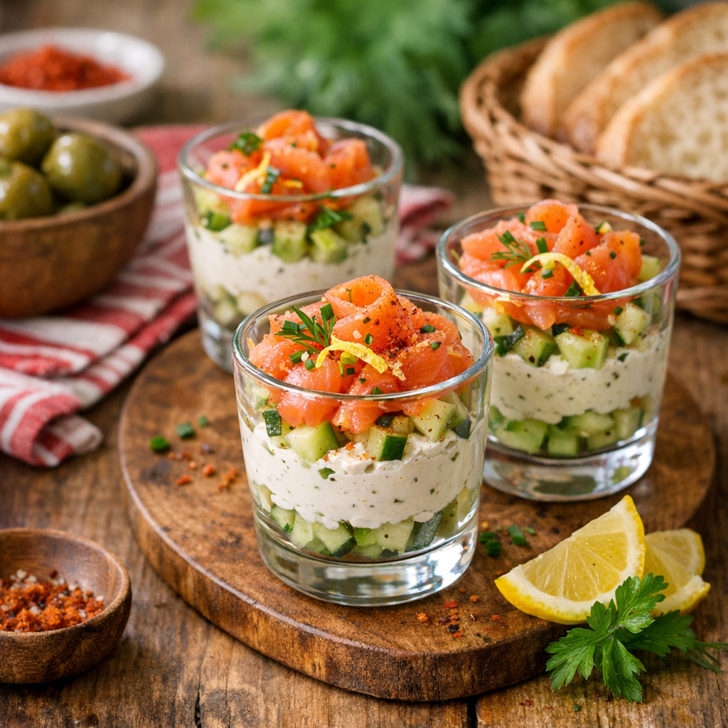 Les Verrines au saumon et fromage frais : recette et dosages