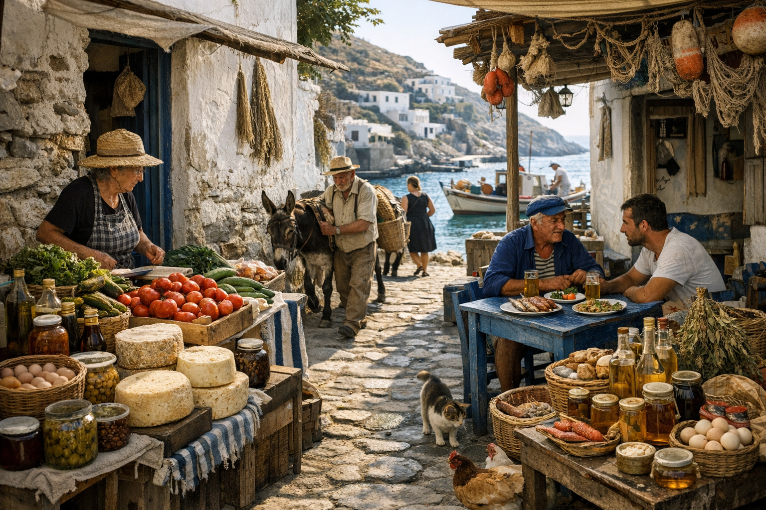 Cyclades en mode locavore : tavernes et marchés
